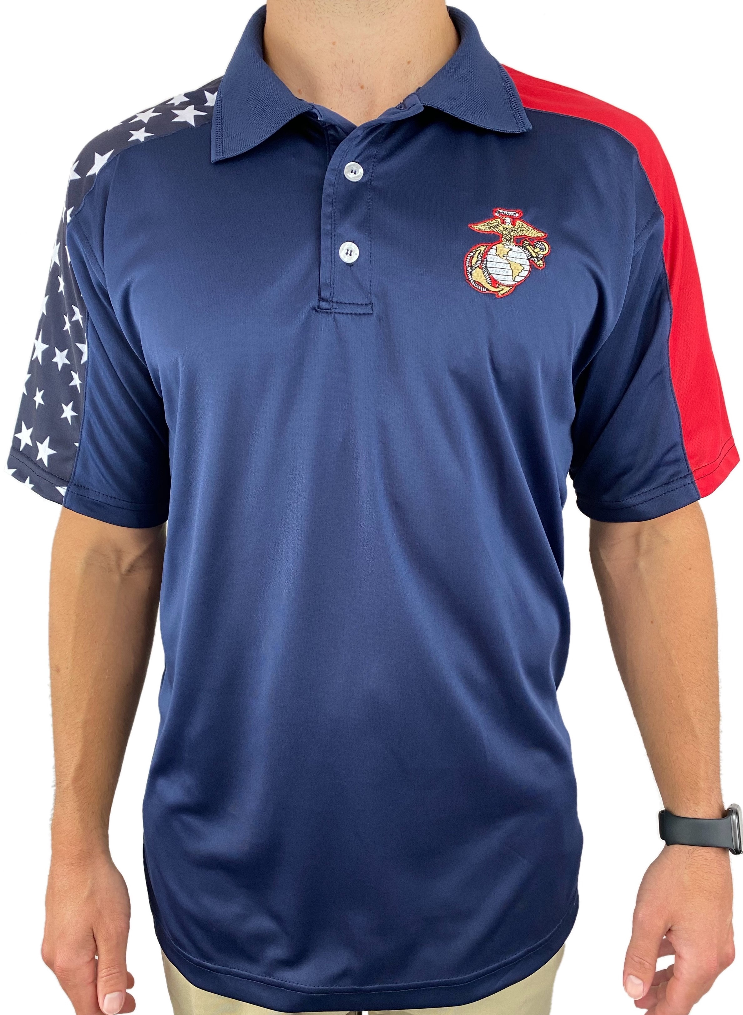 Mens USMC Athletic Marines Embroidered Polo Shirts Men Shirts